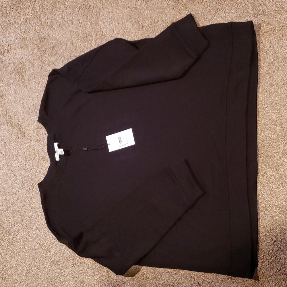 Halston Studio Black Crewneck Pullover Long Sleeve Knit Top Size XL
